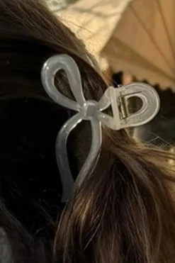Online Dear-Lover Long Tail Bow Knot Shape Claw Clip White