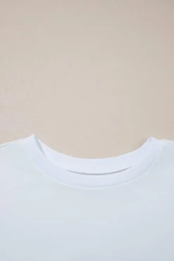 Discount Dear-Lover Loose Half Sleeve Hi Low Hem T Shirt White