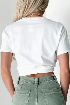 New Dear-Lover LUCKY Printed Round Neck St Patricks T Shirt White