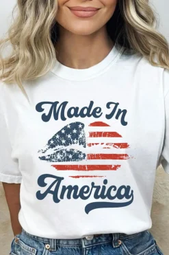 Clearance Dear-Lover Made in America Lip Printed O Neck T Shirt White