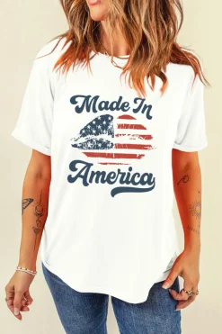 Clearance Dear-Lover Made in America Lip Printed O Neck T Shirt White
