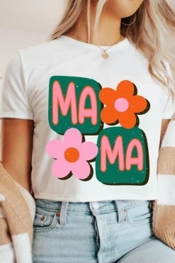 Discount Dear-Lover MAMA Flower Graphic Crewneck Tee White