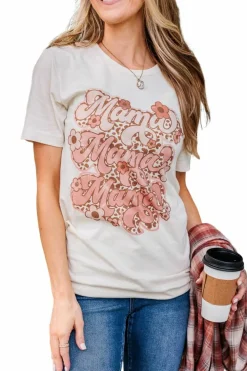 Outlet Dear-Lover Mama Flower Leopard Graphic Tee White