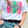 Clearance Dear-Lover Mama Leopard Brush Stroke Graphic T Shirt White