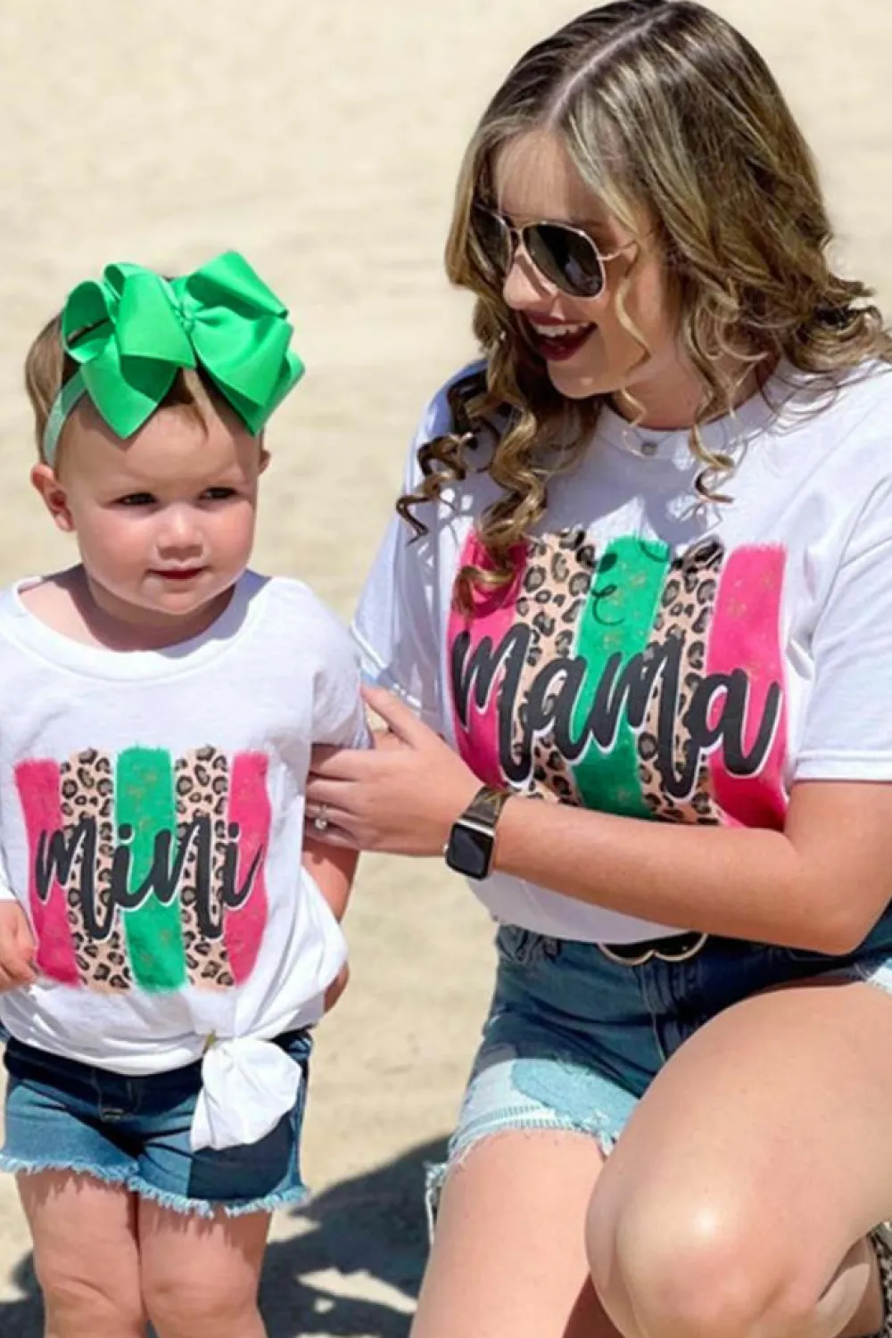 Clearance Dear-Lover Mama Leopard Brush Stroke Graphic T Shirt White