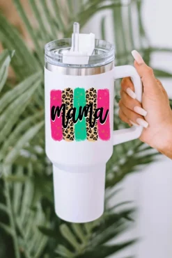 Sale Dear-Lover mama Leopard Colorblock Handle Portable Cup 40oz White