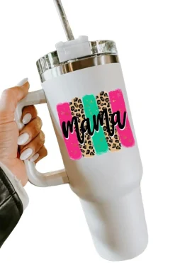 Sale Dear-Lover mama Leopard Colorblock Handle Portable Cup 40oz White