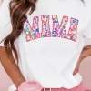 Hot Dear-Lover MAMA Leopard Embroidered Crew Neck Graphic Tee White