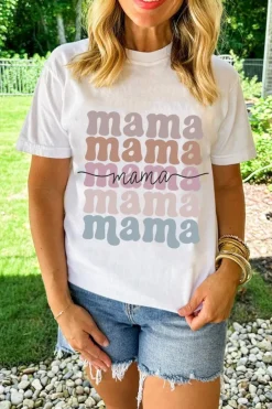 New Dear-Lover mama Lettering Printed Crew Neck Tee White