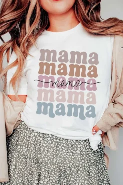 New Dear-Lover mama Lettering Printed Crew Neck Tee White
