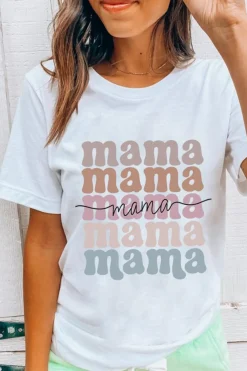New Dear-Lover mama Lettering Printed Crew Neck Tee White