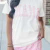Discount Dear-Lover MAMA Printed Tee and Plaid Shorts Lounge Set White