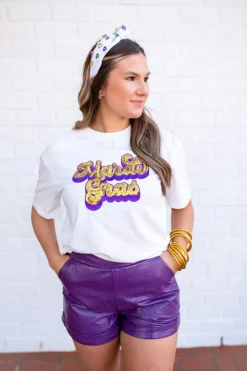 Best Dear-Lover Mardi Gras Sequin Graphic T-shirt White
