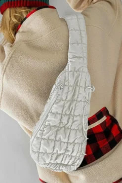 Online Dear-Lover Marshmallow Quilted Drawstring Decor Sling Bag White