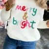 New Dear-Lover Merry & Bright Round Neck Casual Sweater White