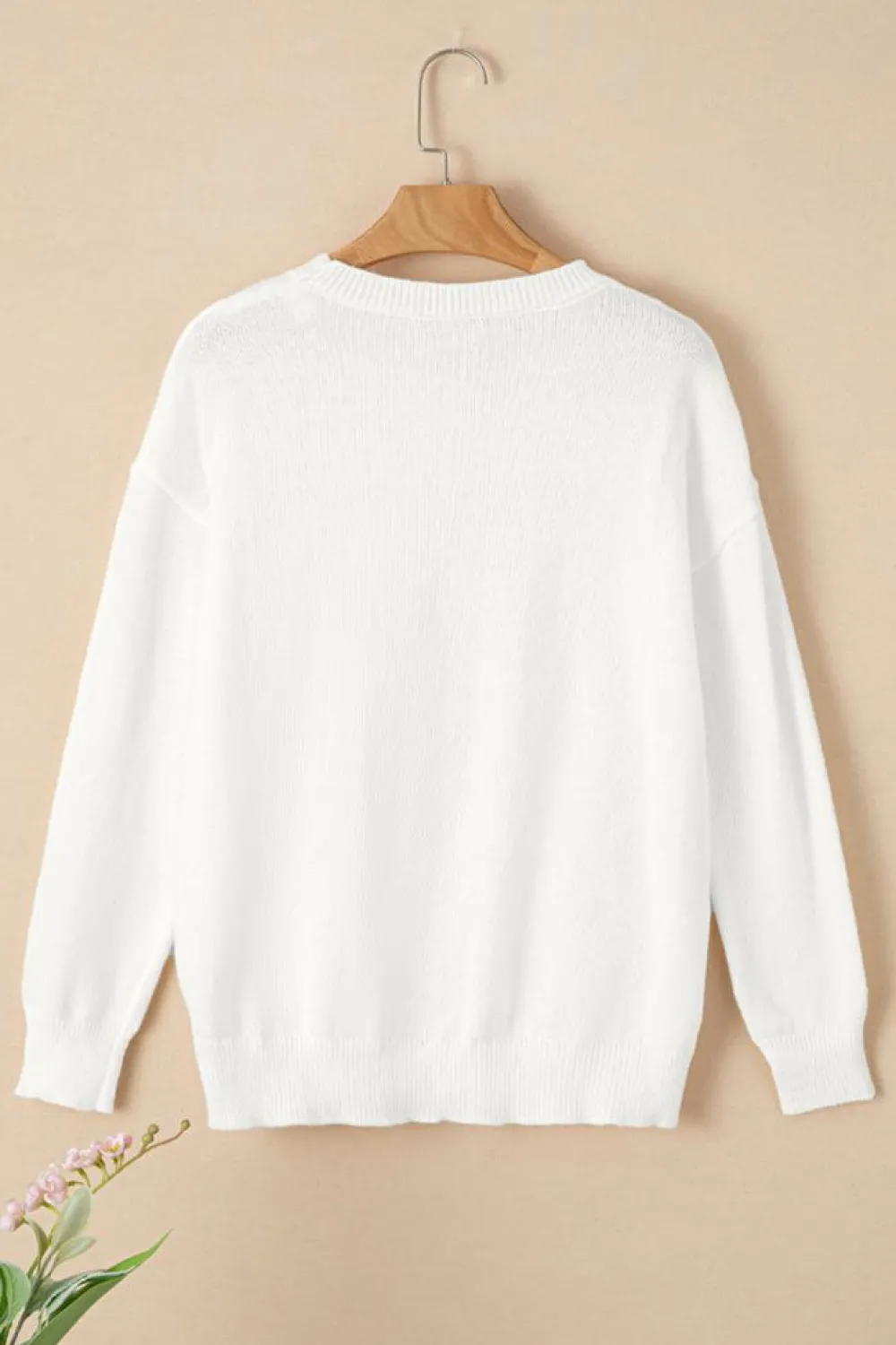 New Dear-Lover Merry & Bright Round Neck Casual Sweater White