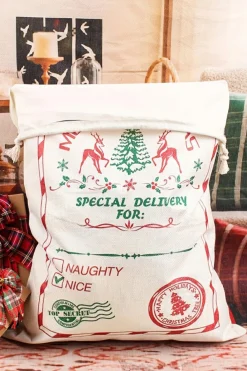 Sale Dear-Lover Merry Christmas Elk Print Drawstring Gift Sack White