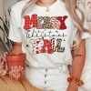 New Dear-Lover MERRY Christmas YAll Graphic Crewneck T Shirt White