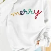 Fashion Dear-Lover MERRY Graphic Pullover Sweatshirt White