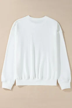 Fashion Dear-Lover MERRY Graphic Pullover Sweatshirt White