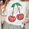 Hot Dear-Lover MON CHERI Cherry Graphic Crewneck T shirt White