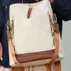 Best Dear-Lover Multi Compartment Zipper PU Leather Large Capacity Backpack White