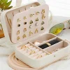 Best Dear-Lover Multi Layers Lint Lined Buttoned Closure Portable Jewelry Organizer White