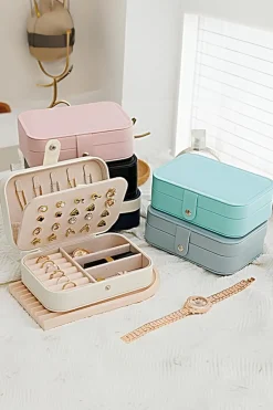 Best Dear-Lover Multi Layers Lint Lined Buttoned Closure Portable Jewelry Organizer White