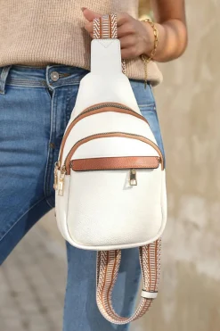 Outlet Dear-Lover Multi Zipped Street Casual Sling Bag White