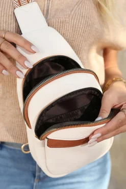 Outlet Dear-Lover Multi Zipped Street Casual Sling Bag White