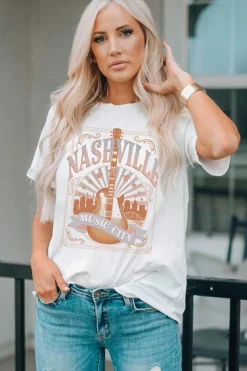 Best Dear-Lover MUSIC CITY NASHVILLE Graphic T Shirt White