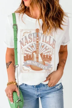 Best Dear-Lover MUSIC CITY NASHVILLE Graphic T Shirt White