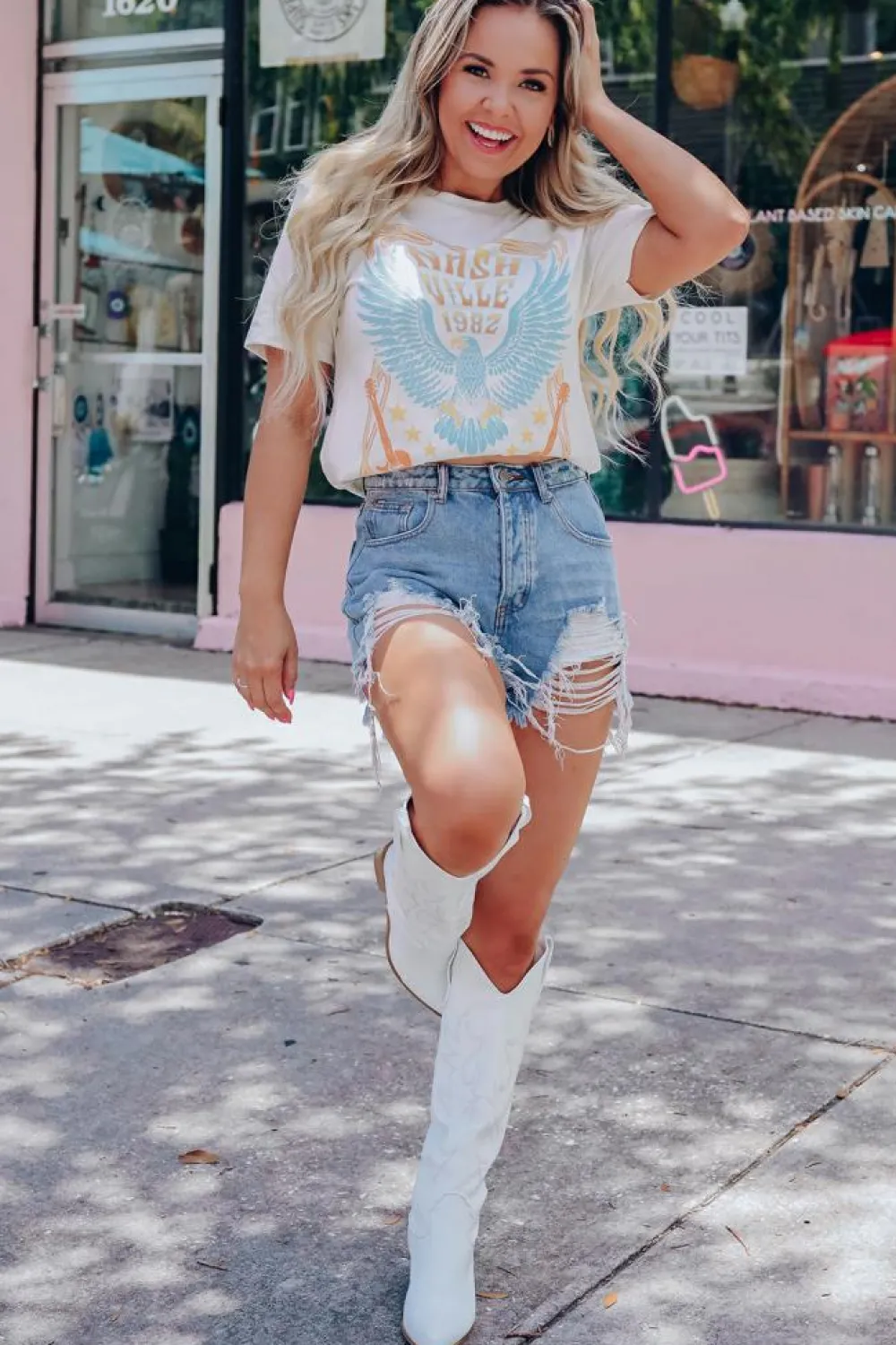 Discount Dear-Lover NASHVILLE 1982 MUSIC CITY Casual T Shirt White