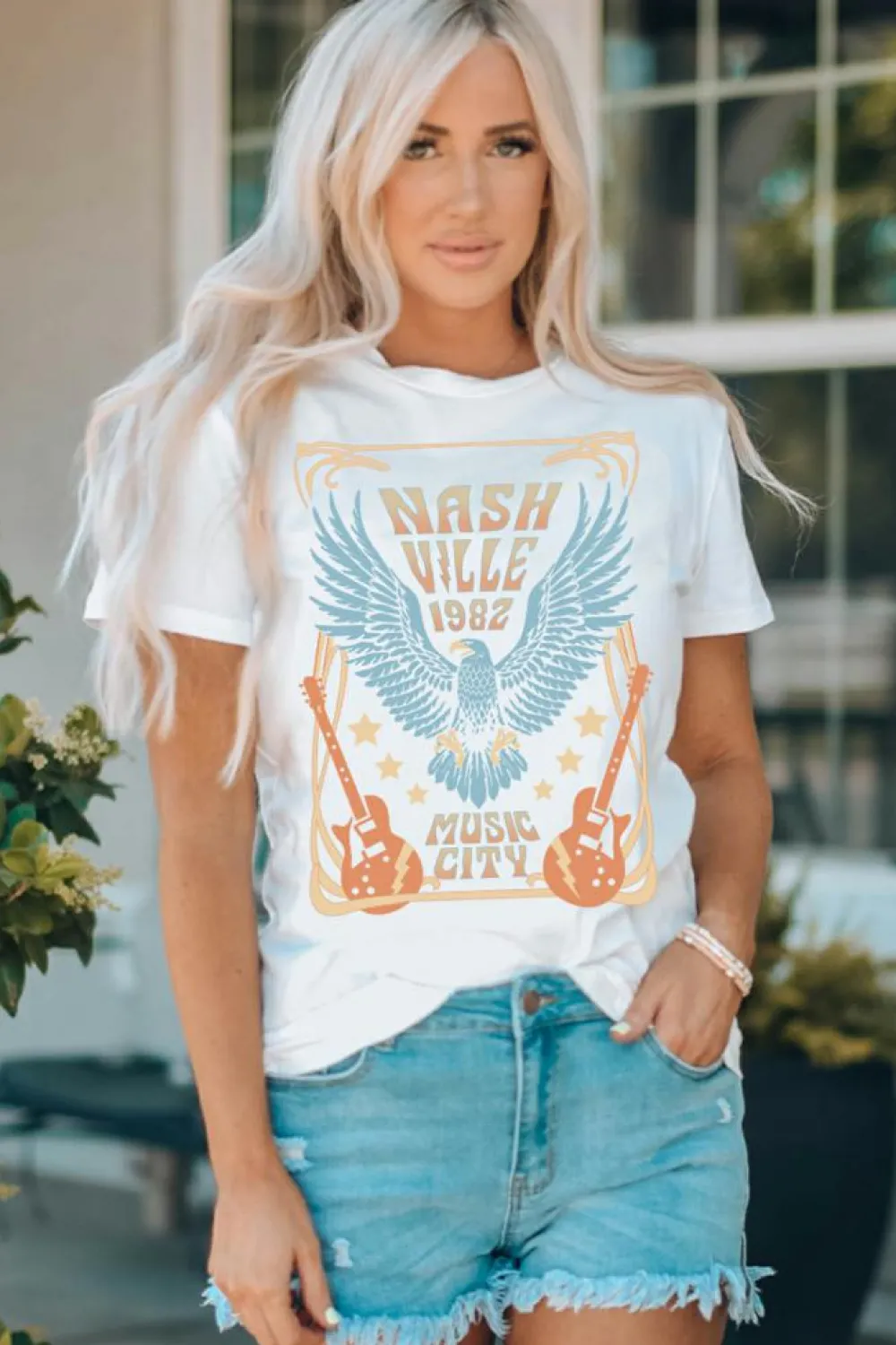 Discount Dear-Lover NASHVILLE 1982 MUSIC CITY Casual T Shirt White