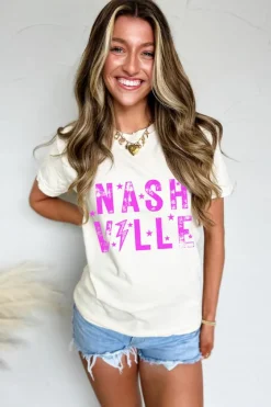 Fashion Dear-Lover NASHVILLE Star Graphic Crewneck T Shirt White