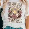Outlet Dear-Lover Nashville Tennessee Guitar Rose Graphic Crewneck Tee White