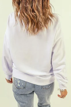 Hot Dear-Lover Oversized Solid Drop Shoulder Sweatshirt White