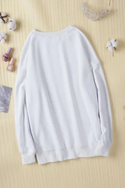 Hot Dear-Lover Oversized Solid Drop Shoulder Sweatshirt White