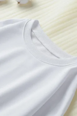 Hot Dear-Lover Oversized Solid Drop Shoulder Sweatshirt White
