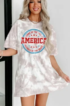 Hot Dear-Lover Oversized Tie-dye AMERICA Graphic T-shirt with Distressing White