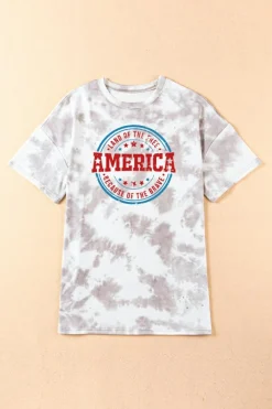 Hot Dear-Lover Oversized Tie-dye AMERICA Graphic T-shirt with Distressing White