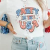 Online Dear-Lover PARTY IN THE USA Flag Fashion Graphic Tee White