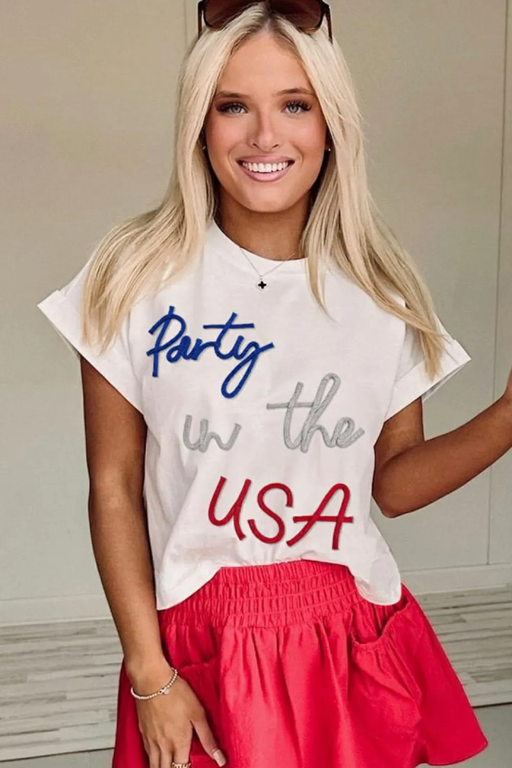 Outlet Dear-Lover Party in the USA Graphic T Shirt White