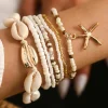 Discount Dear-Lover 7pcs Bohemian Shell Starfish Beaded Bracelets White