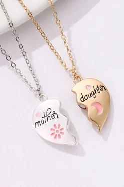 Best Dear-Lover 2pcs Mother & Daughter Magnetic Heart Necklace White