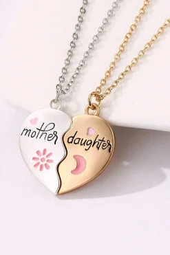 Best Dear-Lover 2pcs Mother & Daughter Magnetic Heart Necklace White