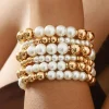Best Dear-Lover 5pcs Pearl Plated Beaded Bracelet Set White