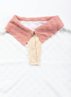 Best Dear-Lover Plaid Patchwork Exposed Seam V Neck Loose Top White
