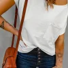 Sale Dear-Lover Pocketed Tee with Side Slits white