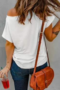 Sale Dear-Lover Pocketed Tee with Side Slits white